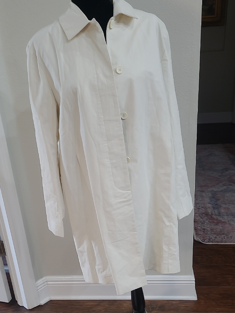 Sigrid Olsen White Jacket Linen Cotton Blend Fully Lined with Black Label Size M
